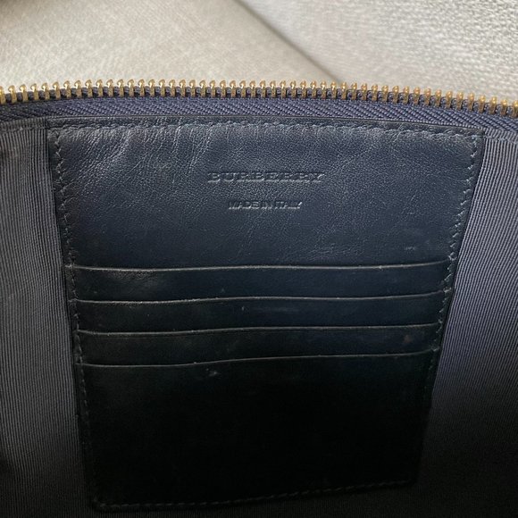 Burberry Navy Suede Peyton Check Crossbody Bag - Picture 7 of 7